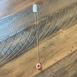 Gold chain necklace with ruby diamond